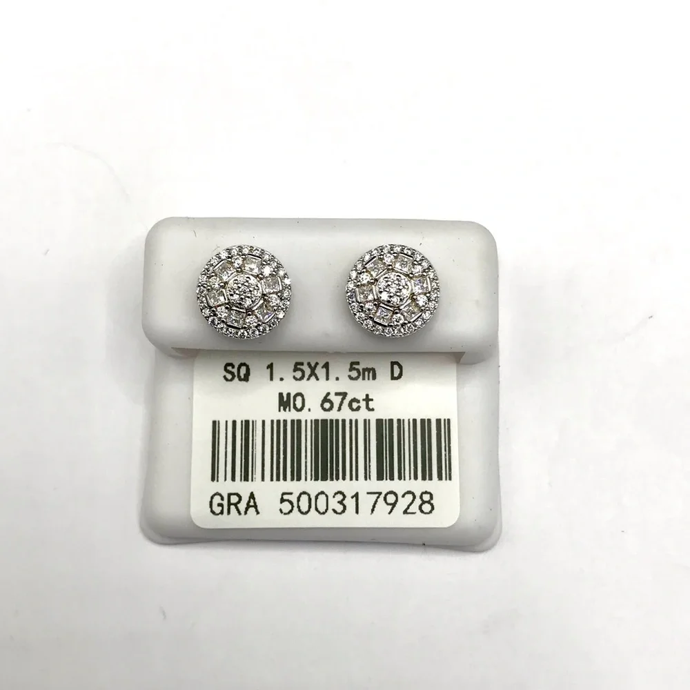 925 Sterling Silver 0.67CT MOISSANITE Halo Stud Earrings - Screw Back